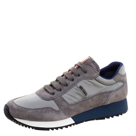 prada grey suede sneakers|cheap authentic prada sneakers.